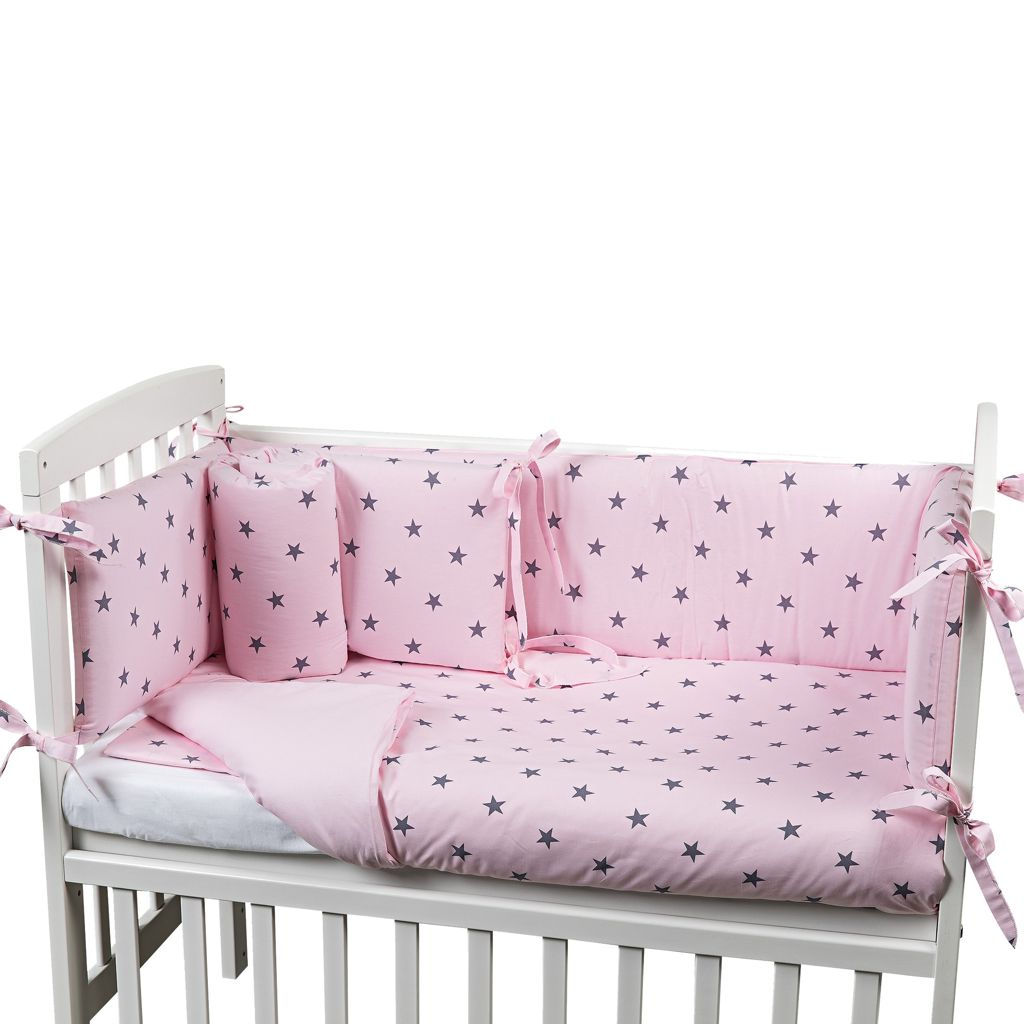 Picci Set Tessile 4pz per Culla Lella Stelline Rosa