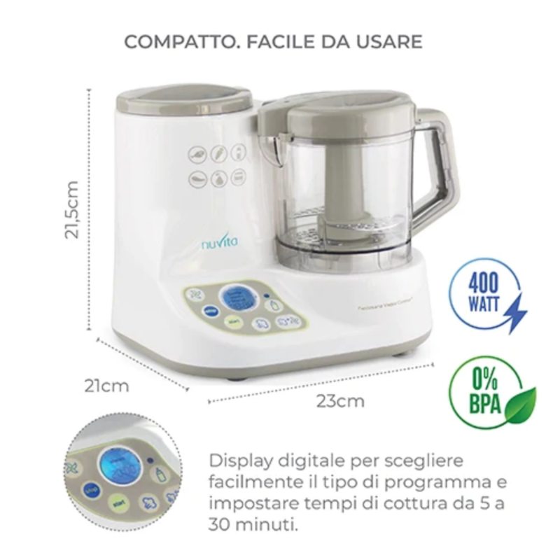 Cuocipappa e Scaldabiberon - Pappasana Vapor Combo 2 1966 Nuvita - immagine 4